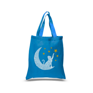 Cat Moon - Small Word Art Tote Bag