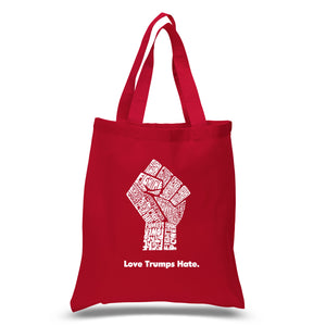 Love Trumps Hate Fist - Small Word Art Tote Bag