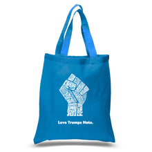 Load image into Gallery viewer, Love Trumps Hate Fist - Small Word Art Tote Bag
