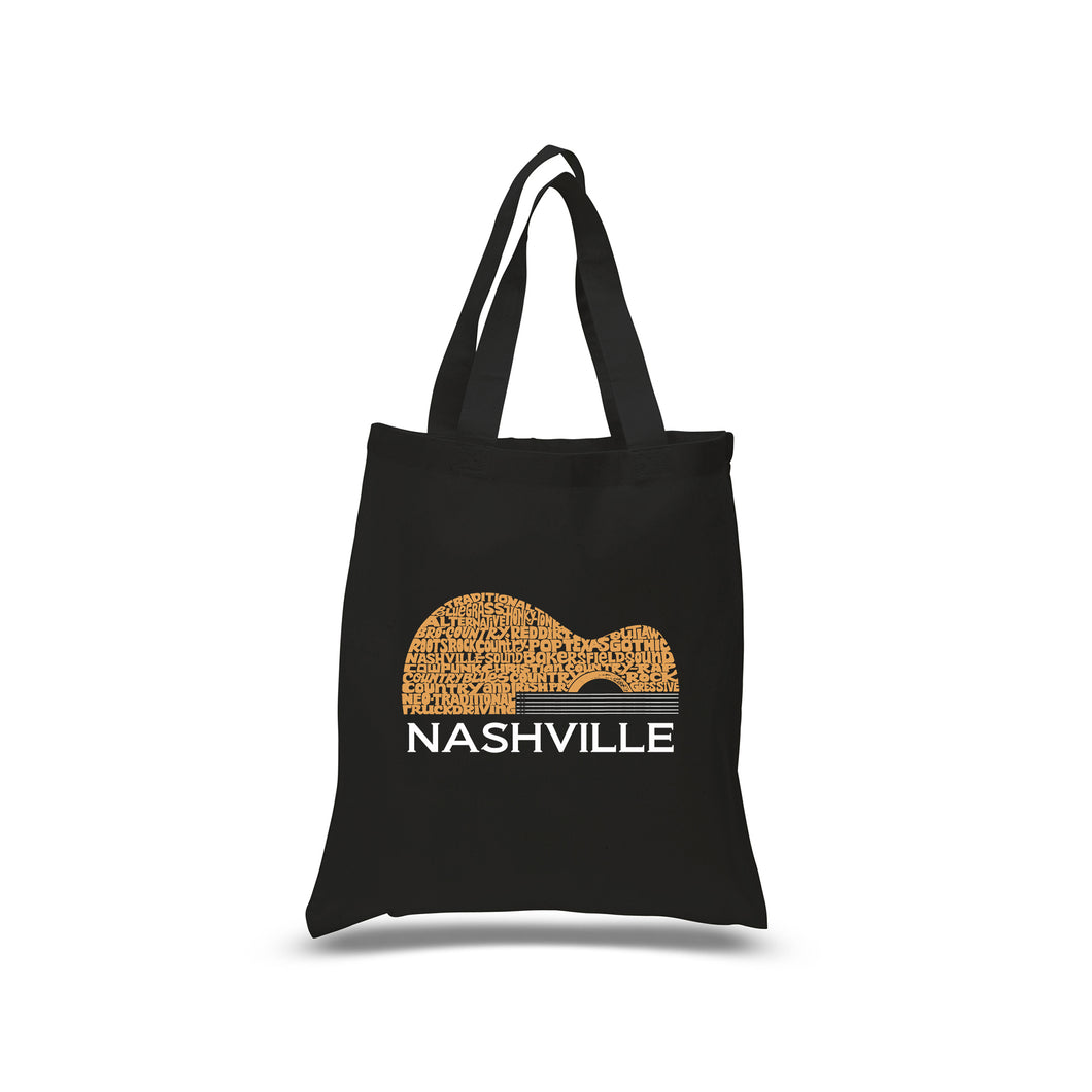 Nashville Guitar - Small Word Art Tote Bag