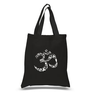 THE OM SYMBOL OUT OF YOGA POSES - Small Word Art Tote Bag