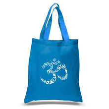 Load image into Gallery viewer, THE OM SYMBOL OUT OF YOGA POSES - Small Word Art Tote Bag