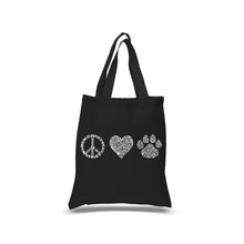 Load image into Gallery viewer, Peace Love Cats  - Small Word Art Tote Bag