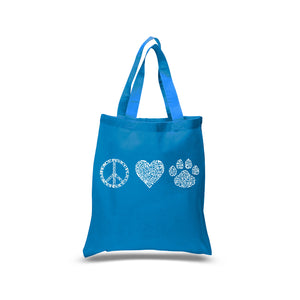Peace Love Cats  - Small Word Art Tote Bag