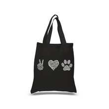 Load image into Gallery viewer, Peace Love Dogs  - Small Word Art Tote Bag