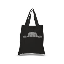 Load image into Gallery viewer, Peeking Dog  - Small Word Art Tote Bag