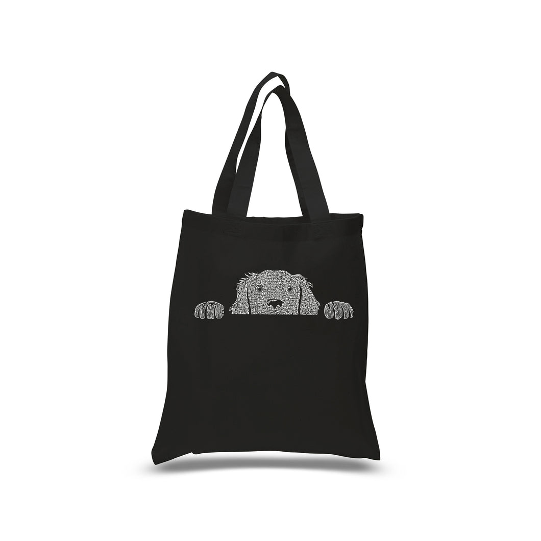 Peeking Dog  - Small Word Art Tote Bag