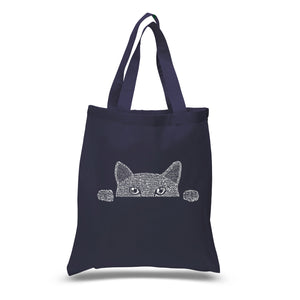 Peeking Cat - Small Word Art Tote Bag