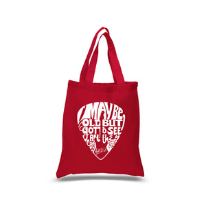 Guitar Pick  - Small Word Art Tote Bag