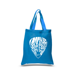 Guitar Pick  - Small Word Art Tote Bag