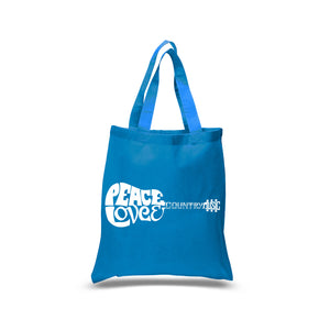 Peace Love Country  - Small Word Art Tote Bag