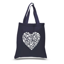 Load image into Gallery viewer, Paw Prints Heart  - Small Word Art Tote Bag