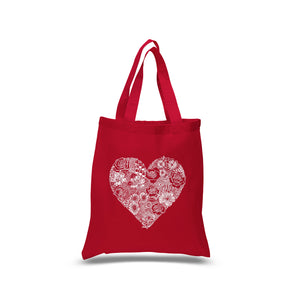 Heart Flowers  - Small Word Art Tote Bag