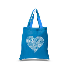 Heart Flowers  - Small Word Art Tote Bag