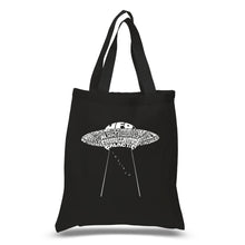 Load image into Gallery viewer, Flying Saucer UFO - Small Word Art Tote Bag