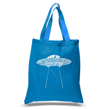 Load image into Gallery viewer, Flying Saucer UFO - Small Word Art Tote Bag