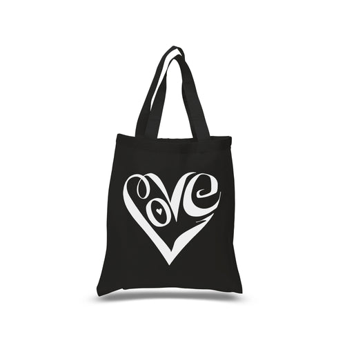 Script Love Heart  - Small Word Art Tote Bag