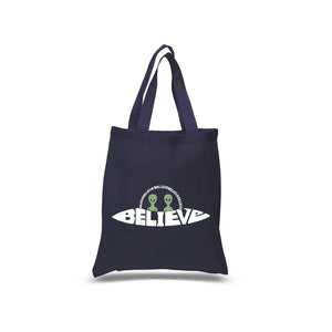 Believe UFO - Small Word Art Tote Bag