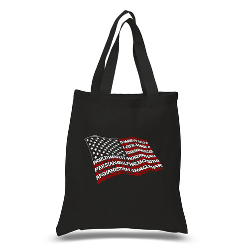American Wars Tribute Flag - Small Word Art Tote Bag