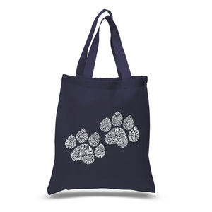 Woof Paw Prints - Small Word Art Tote Bag