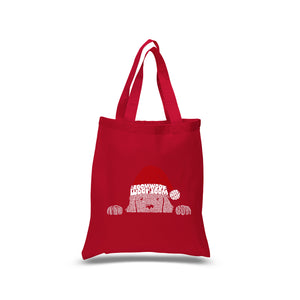 Christmas Peeking Dog - Small Word Art Tote Bag