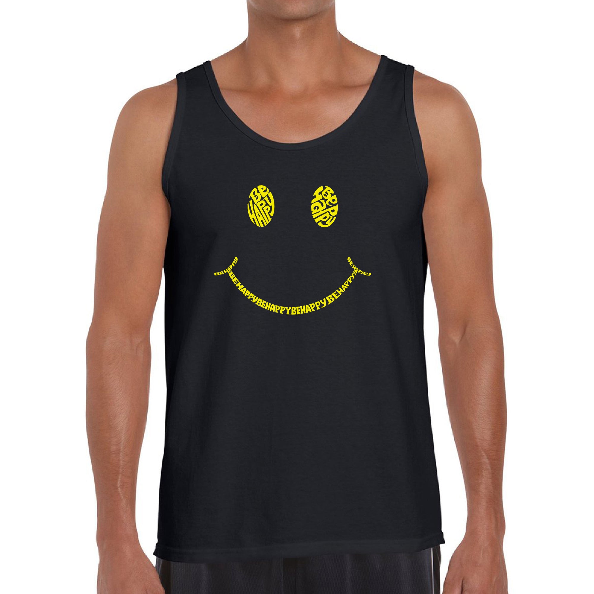 Be Happy Smiley Face - Men's Word Art Tank Top