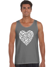 Load image into Gallery viewer, Paw Prints Heart  - Men&#39;s Word Art Tank Top