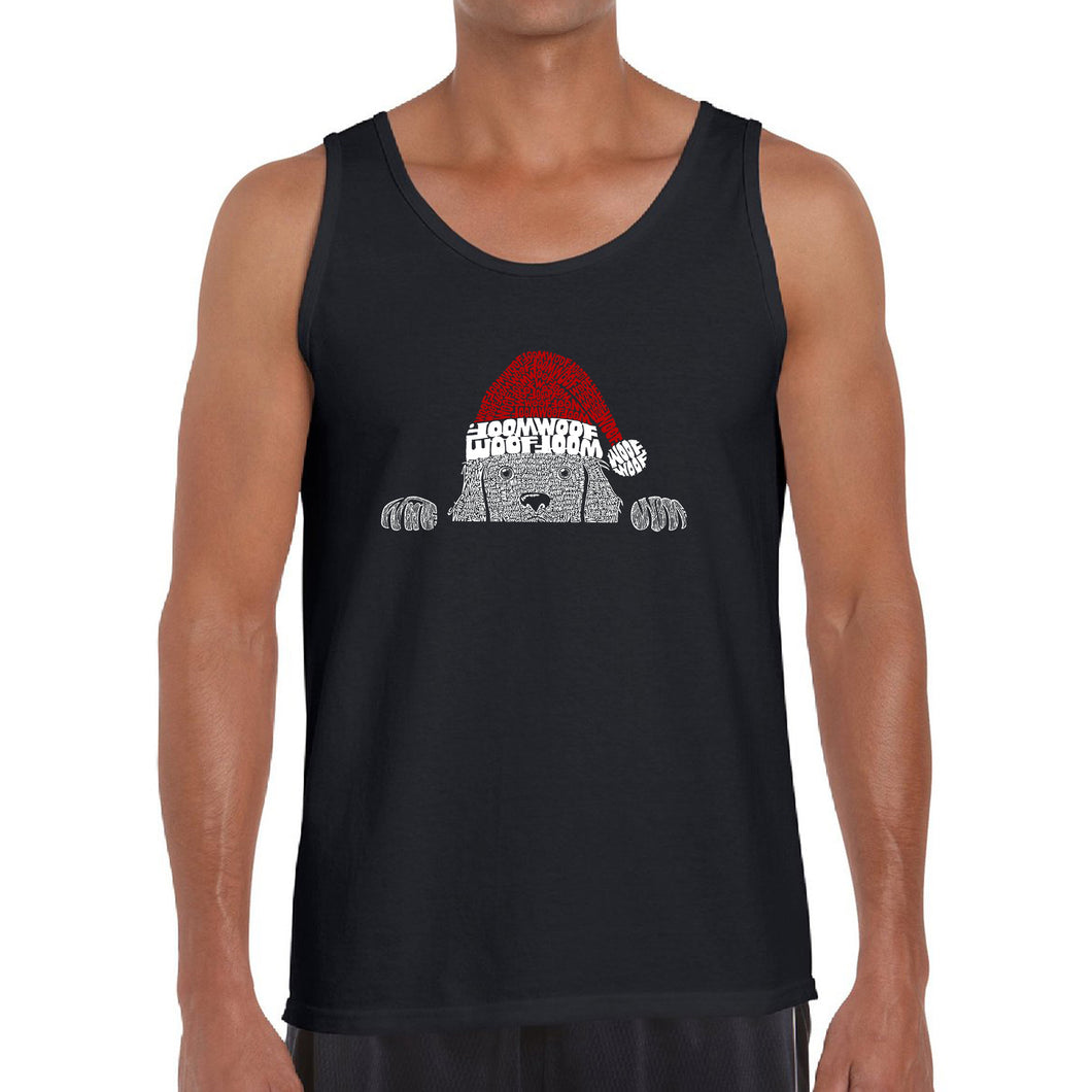 Christmas Peeking Dog - Men's Word Art Tank Top