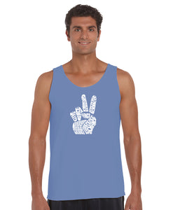 PEACE FINGERS - Men's Word Art Tank Top