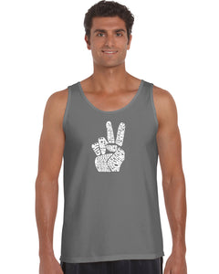 PEACE FINGERS - Men's Word Art Tank Top