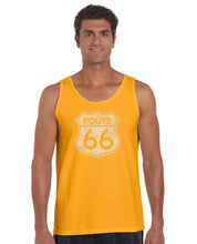 Load image into Gallery viewer, CITIES ALONG THE LEGENDARY ROUTE 66 - Men&#39;s Word Art Tank Top