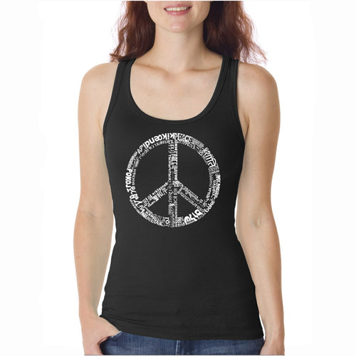 THE WORD PEACE IN 77 LANGUAGES  - Women's Word Art Tank Top