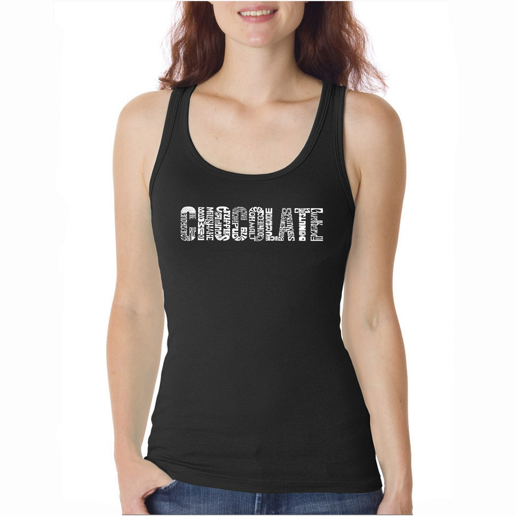 Different foods made with chocolate  - Women's Word Art Tank Top