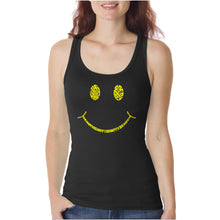 Load image into Gallery viewer, Be Happy Smiley Face  - Women&#39;s Word Art Tank Top