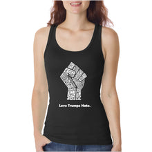 Load image into Gallery viewer, Love Trumps Hate Fist  - Women&#39;s Word Art Tank Top