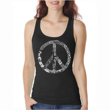 Load image into Gallery viewer, PEACE, LOVE, &amp; MUSIC  - Women&#39;s Word Art Tank Top