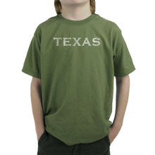 Load image into Gallery viewer, THE GREAT CITIES OF TEXAS - Boy&#39;s Word Art T-Shirt