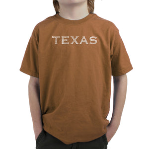 THE GREAT CITIES OF TEXAS - Boy's Word Art T-Shirt