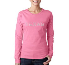 Load image into Gallery viewer, THE GREAT CITIES OF TEXAS - Women&#39;s Word Art Long Sleeve T-Shirt