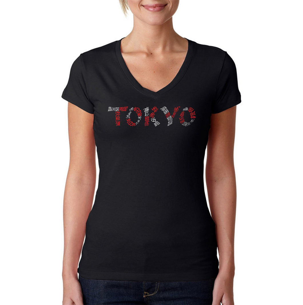 THE NEIGHBORHOODS OF TOKYO - Women's Word Art V-Neck T-Shirt