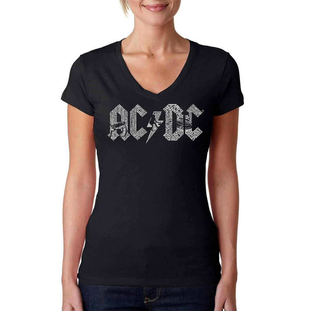 AC/DC - Women's Word Art V-Neck T-Shirt