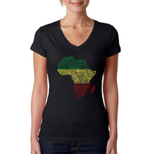 Load image into Gallery viewer, Countries in Africa - Women&#39;s Word Art V-Neck T-Shirt