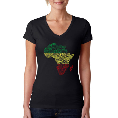 Countries in Africa - Women's Word Art V-Neck T-Shirt