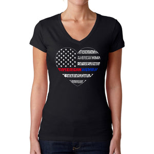 American Woman  - Women's Word Art V-Neck T-Shirt