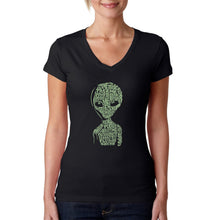 Load image into Gallery viewer, Alien - Women&#39;s Word Art V-Neck T-Shirt
