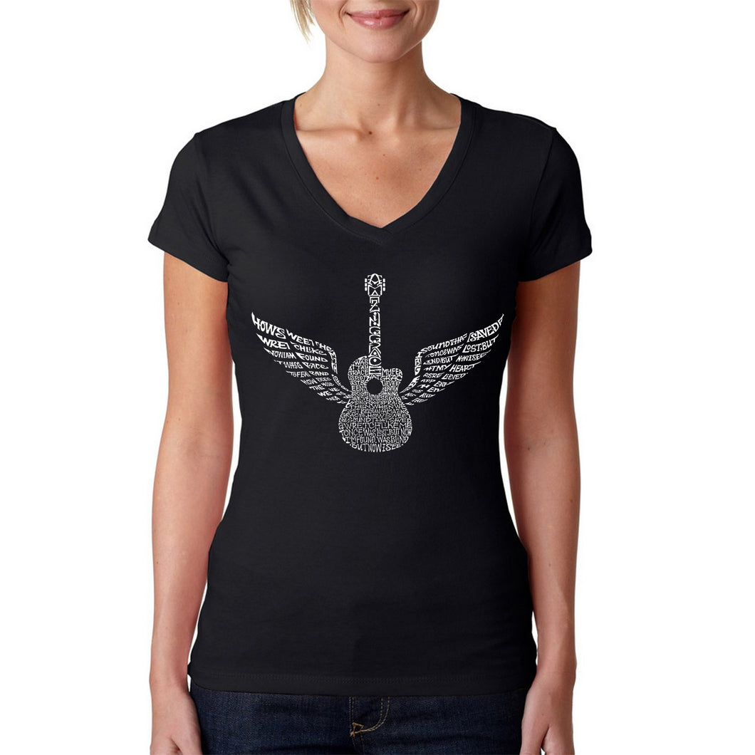 Amazing Grace - Women's Word Art V-Neck T-Shirt