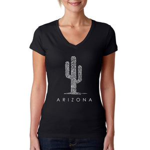 Arizona Cities - Women's Word Art V-Neck T-Shirt