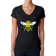 Load image into Gallery viewer, Bee Kind  - Women&#39;s Word Art V-Neck T-Shirt