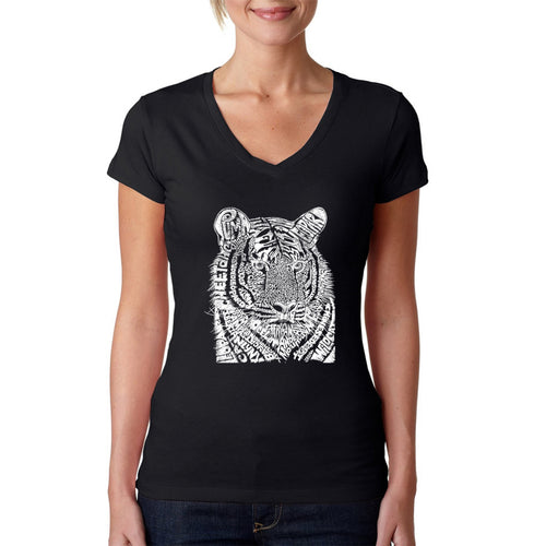 Big Cats - Women's Word Art V-Neck T-Shirt