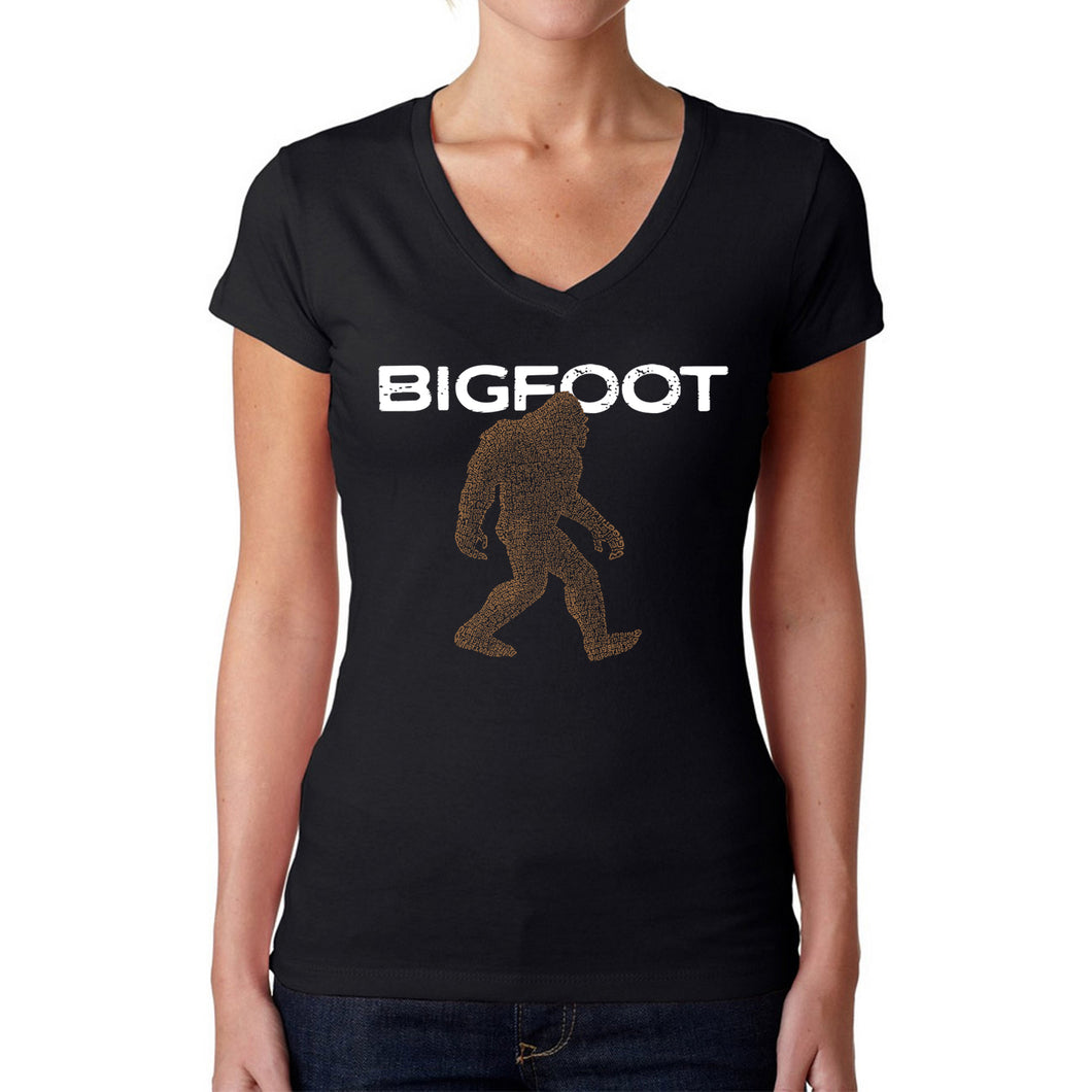 Bigfoot - Women's Word Art V-Neck T-Shirt